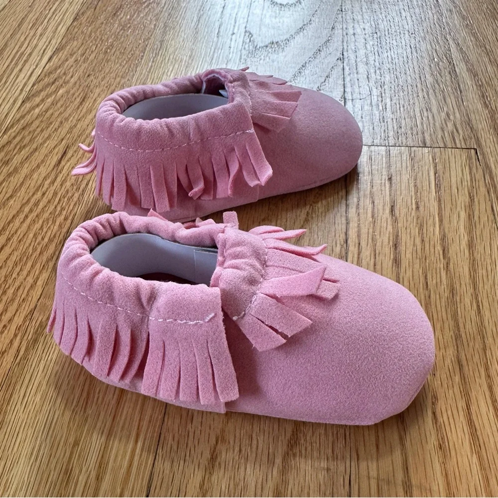 Baby Moccasin Walker Shoes Pink Faux Suede sz 1